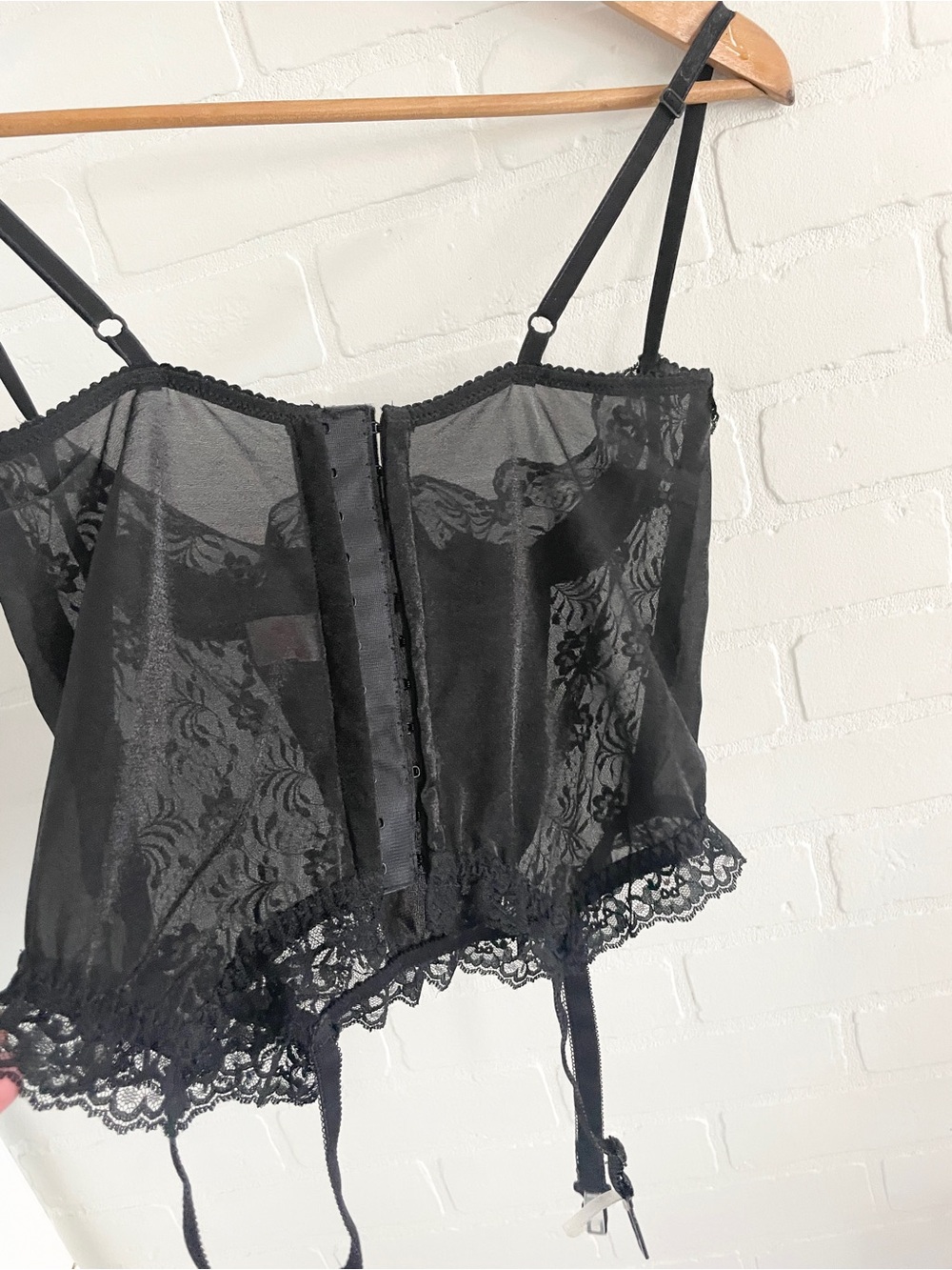 Y2K Sheer Lace Dark Floral Bustier Garter Corset Statement Vintage Size L - Picture 14 of 16